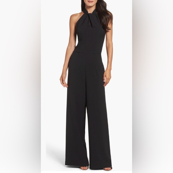 julia jordan Pants - NEW w/o Tags Julia Jordan Black Halter Neck Wide Leg Jumpsuit Size 10